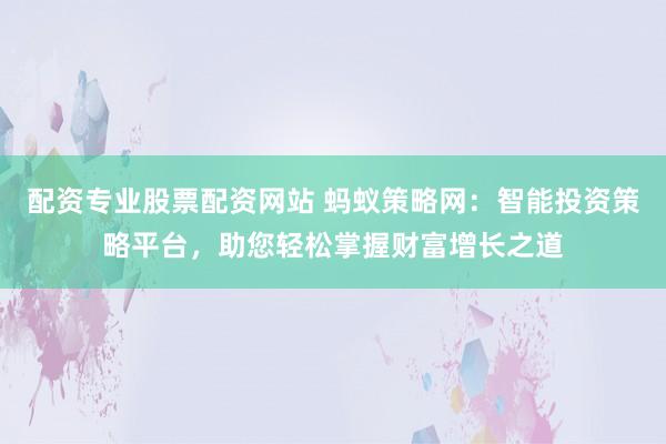 配资专业股票配资网站 蚂蚁策略网：智能投资策略平台，助您轻松掌握财富增长之道