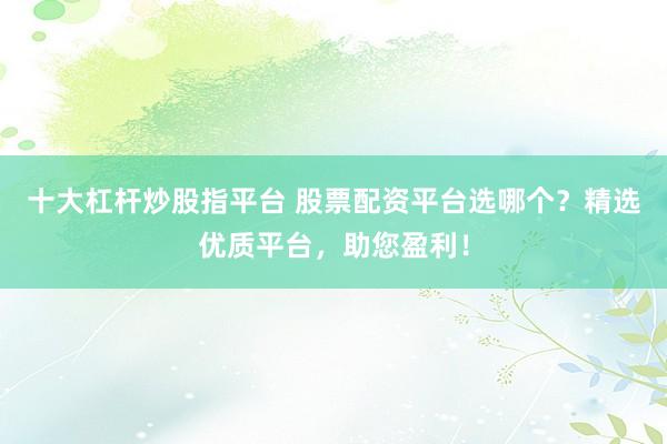 十大杠杆炒股指平台 股票配资平台选哪个?精选优质平台,助您盈利!