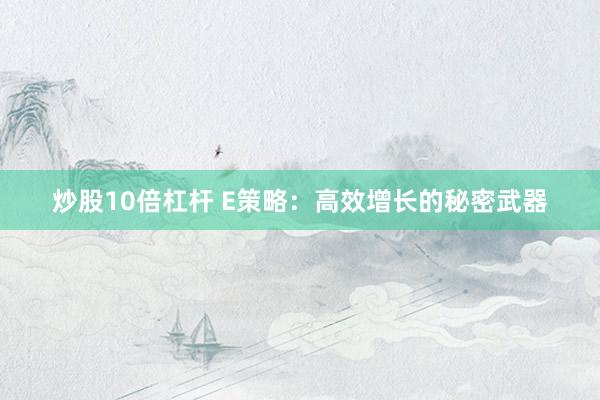 炒股10倍杠杆 E策略：高效增长的秘密武器