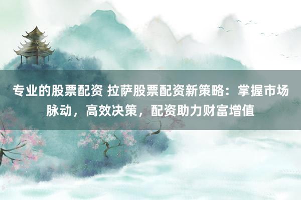 专业的股票配资 拉萨股票配资新策略：掌握市场脉动，高效决策，配资助力财富增值