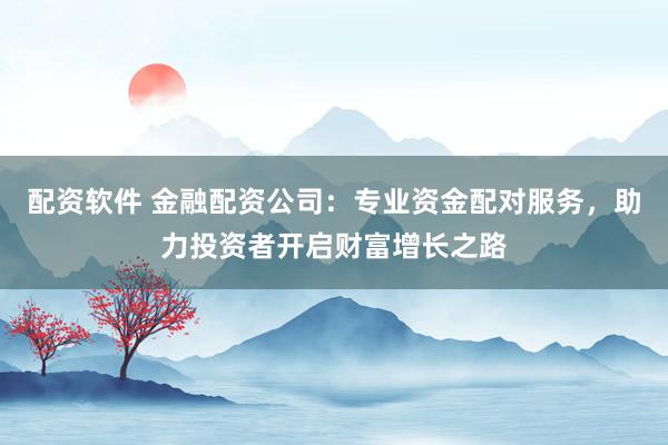 配资软件 金融配资公司：专业资金配对服务，助力投资者开启财富增长之路